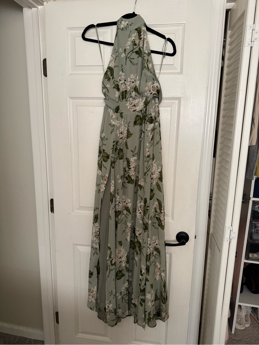 Reformation Floral Halter Maxi Dress in Sage Green
